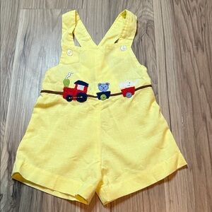 Vintage Children's Yellow with Trains Overall